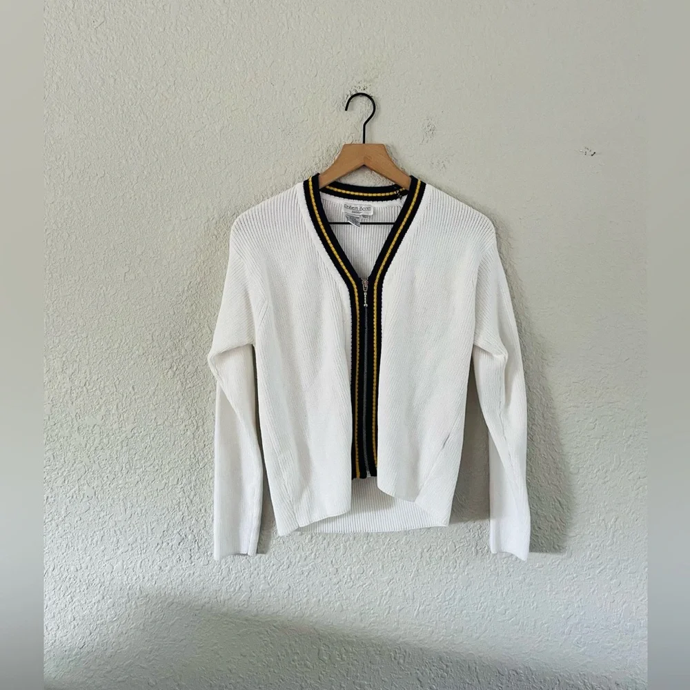 Vintage Preppy Zip Front Cardigan Sweater